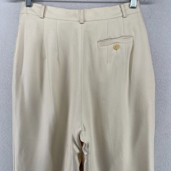 TALBOTS Pants 8P Petites Pure Silk Twill High Rise Dress Trousers Off White VTG - Picture 6 of 15